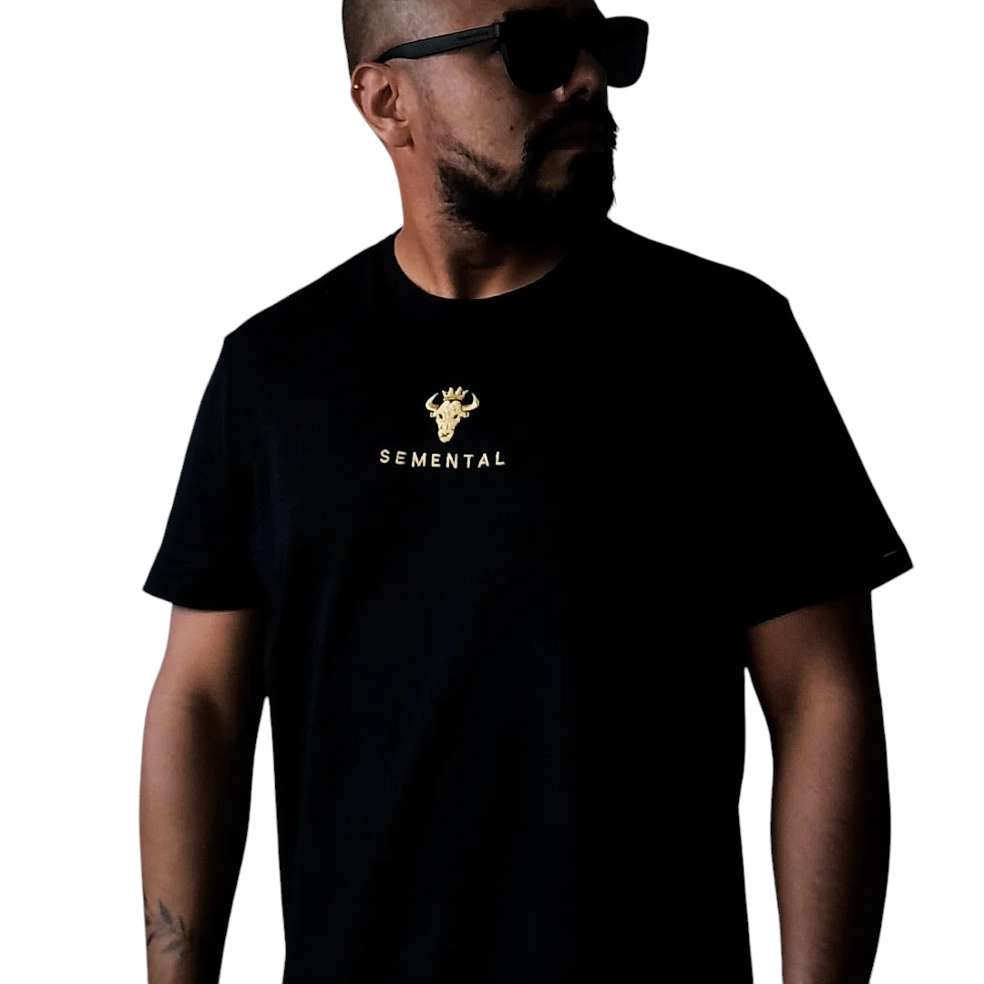 Camiseta Algodón Negro Bordado
