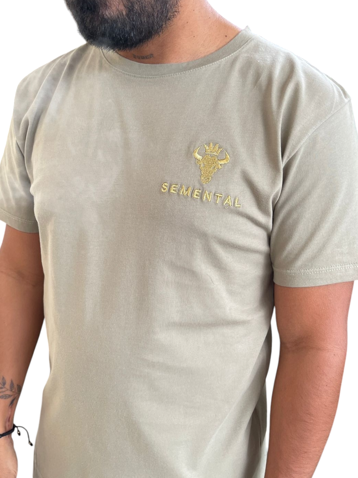 Camiseta Algodón Beige Bordado