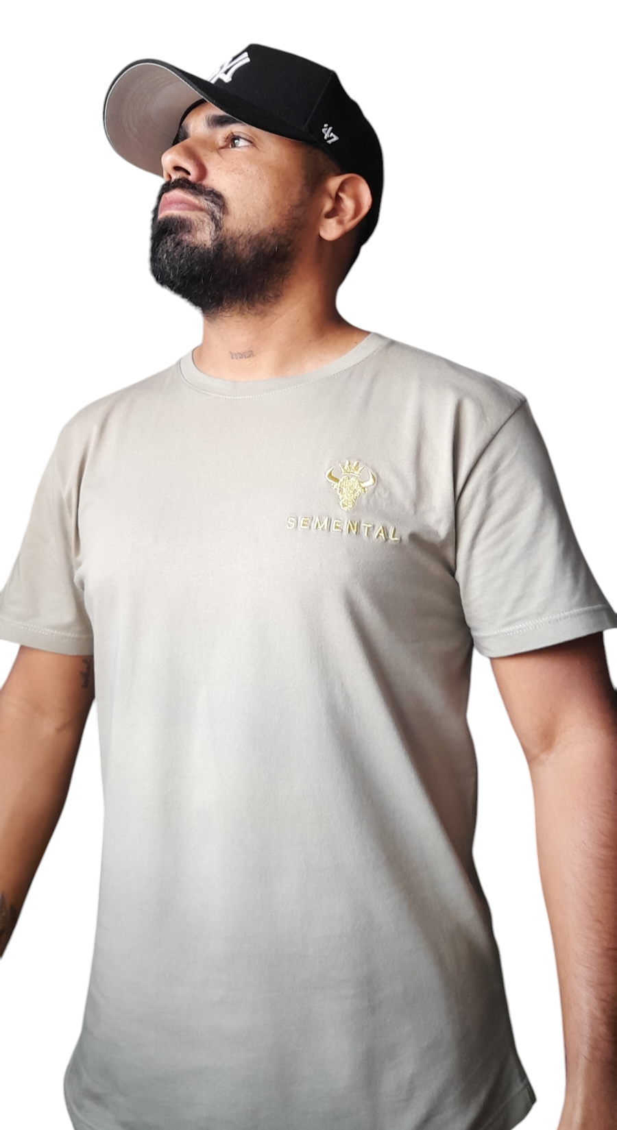 Camiseta Algodón Beige Bordado