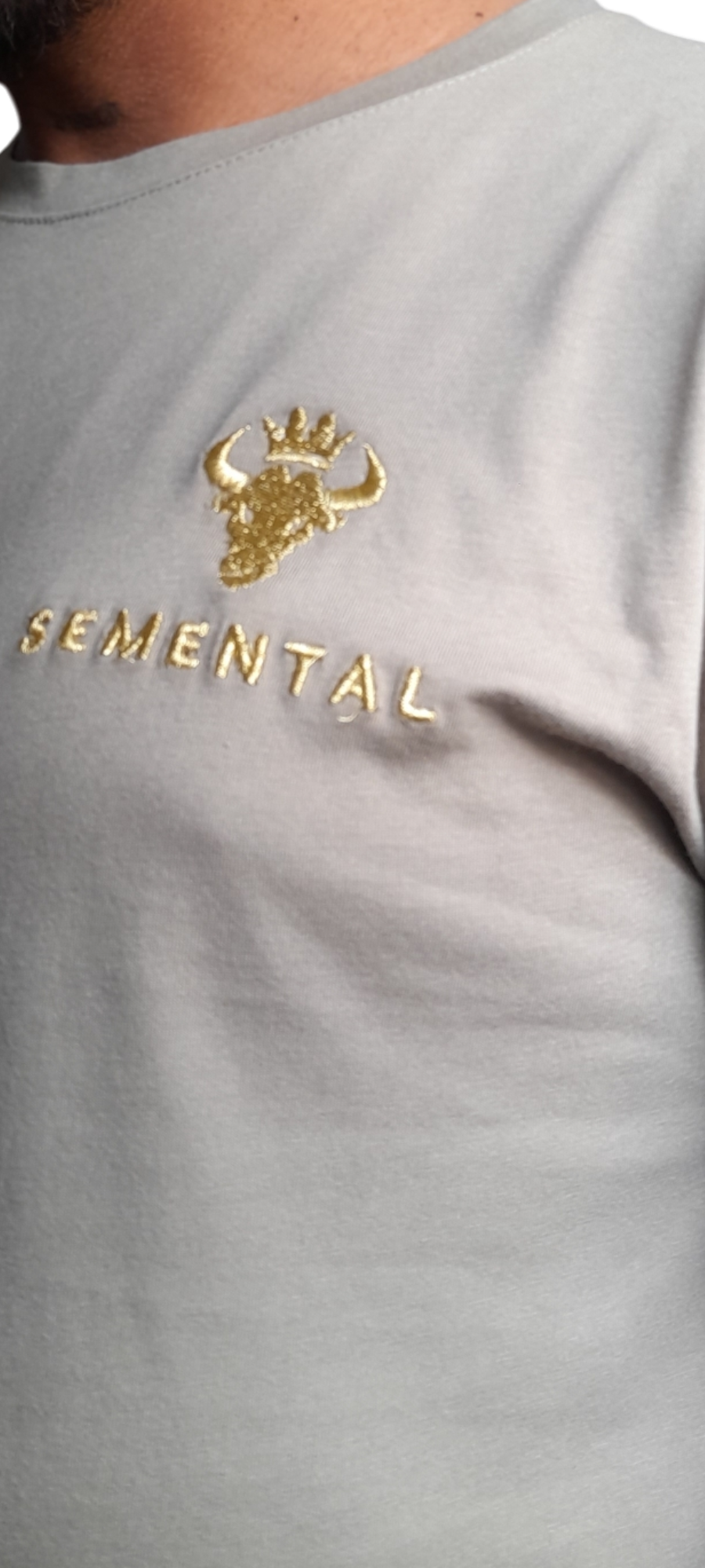 Camiseta Algodón Beige Bordado